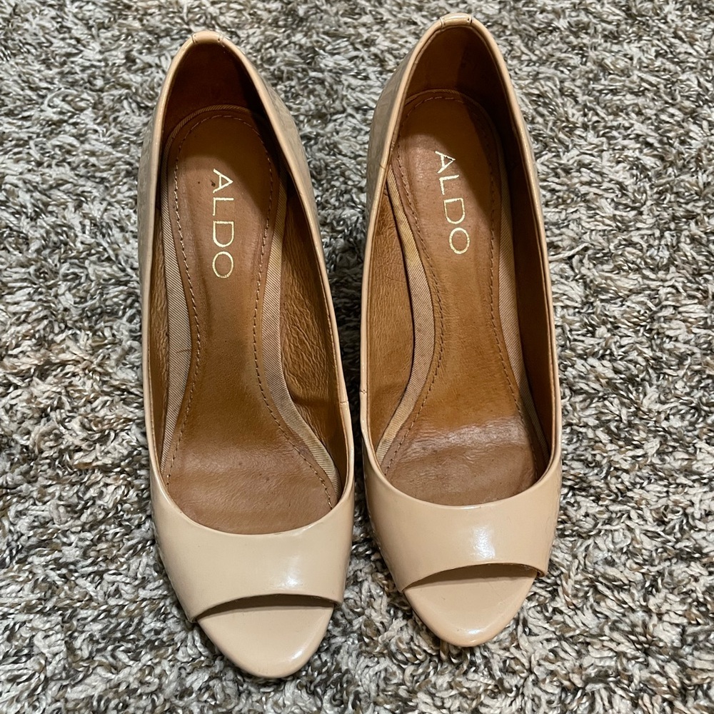 ALDO Women's Beige Peep Toe Heels